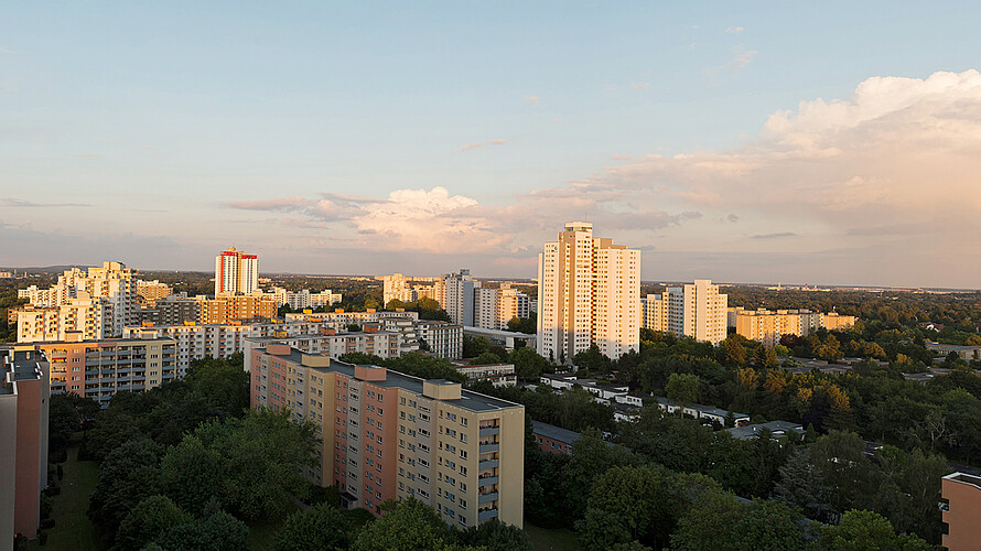 Luftbild von der Gropiusstadt in Berlin.
