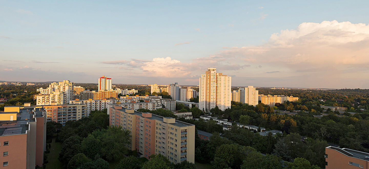 Luftbild von der Gropiusstadt in Berlin.