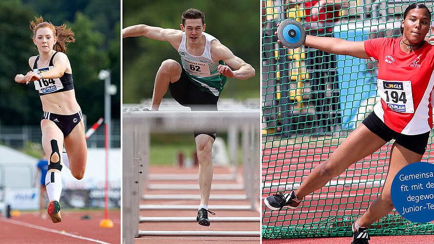 Bilder von drei jungen Athleten im degewo-Junior-Team