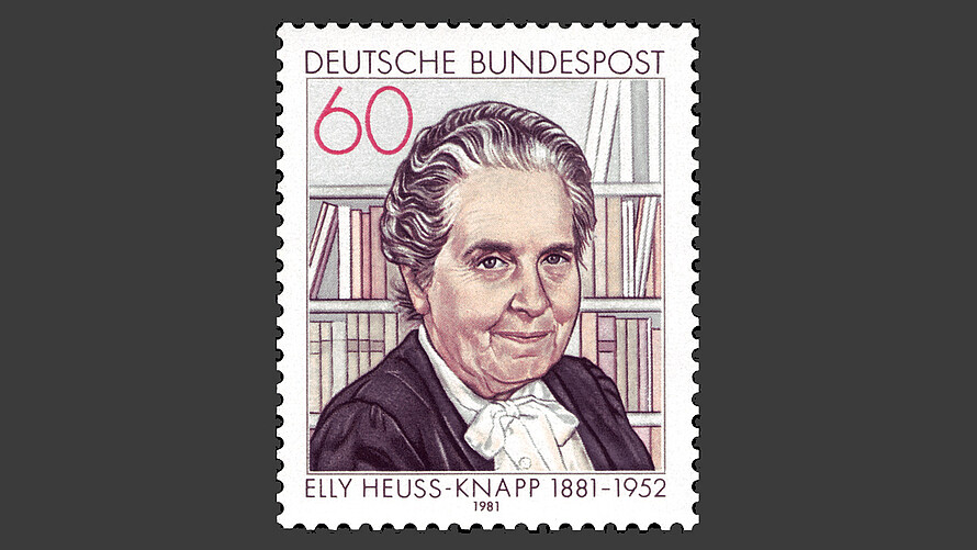 Elly Heuss-Knapp im Portrait auf einer Briefmarke.