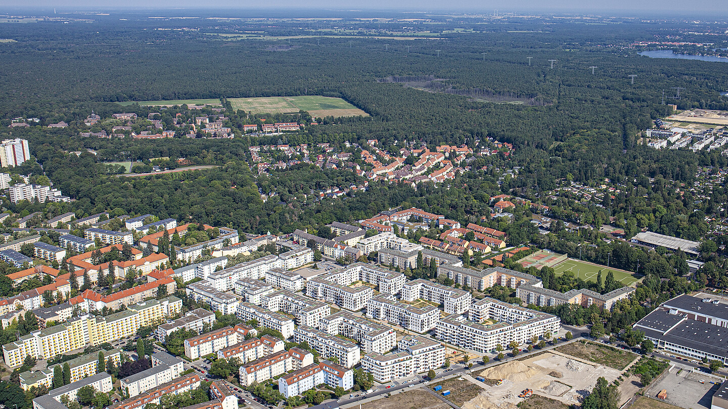 Luftbild von den Pepitahöfen in Spandau.