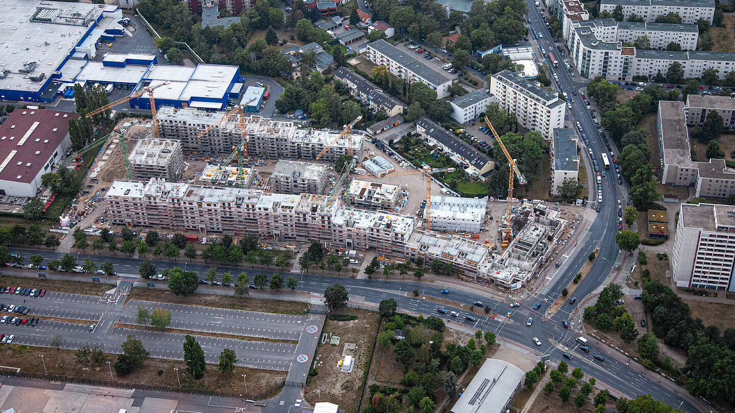 Luftbild von der Baustelle in der Paulsternstraße