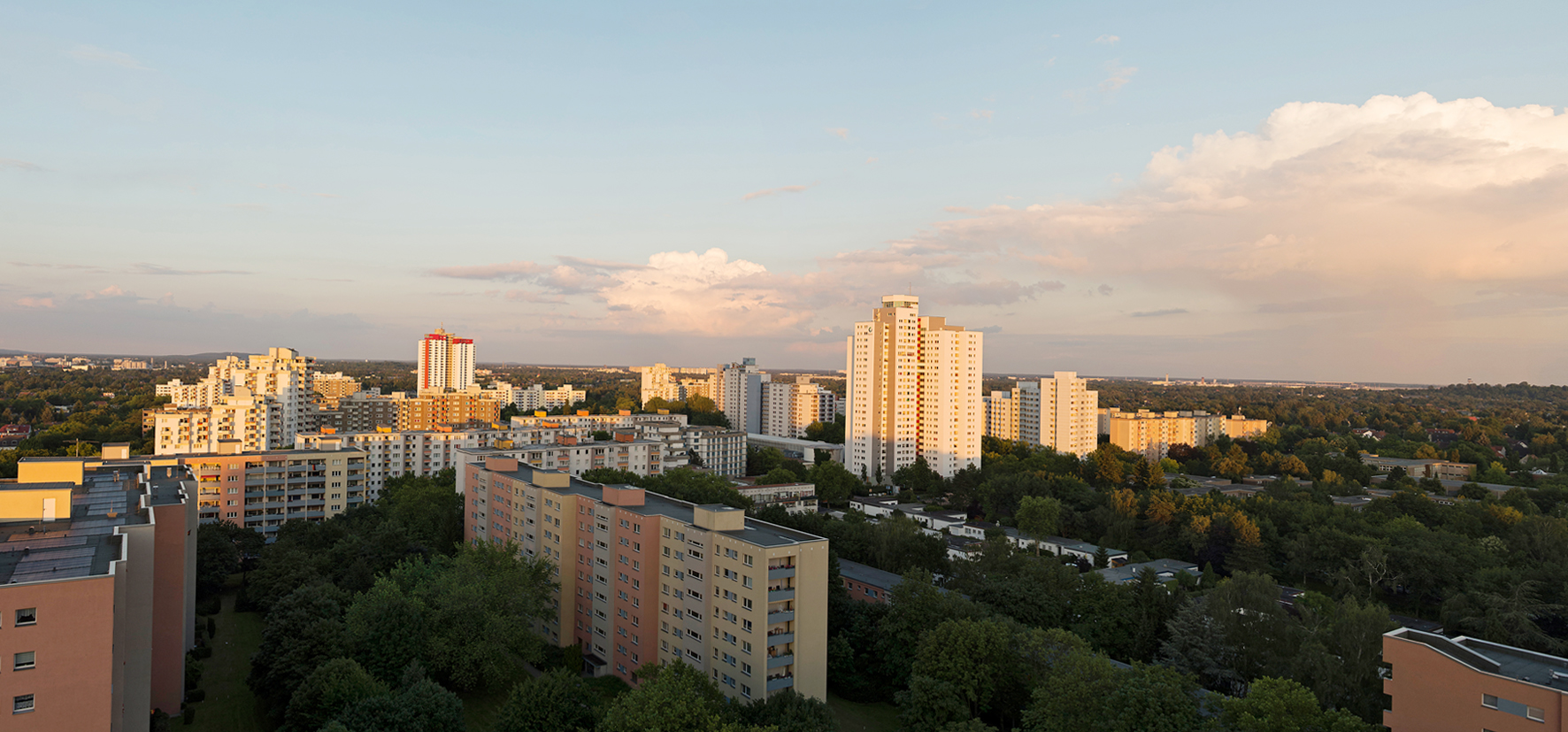 Luftbild von der Gropiusstadt in Berlin.